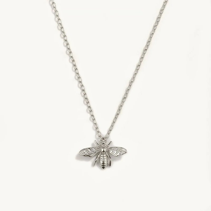 Chaîne et pendentif abeille en argent Sterling 925 argent - couleur argent