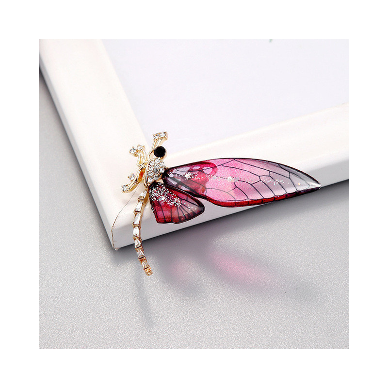 Broches Libellule en Cristal Acrylique Couleur Rouge