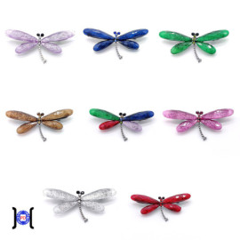 Petite Broche Libellule Artistique en Cristal - 8 couleurs au choix !