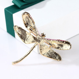 Broche Libellule Élégante avec Strass Vue Arrière
