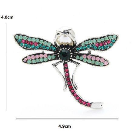 Dimensions Broche Libellule Multicolore avec Strass