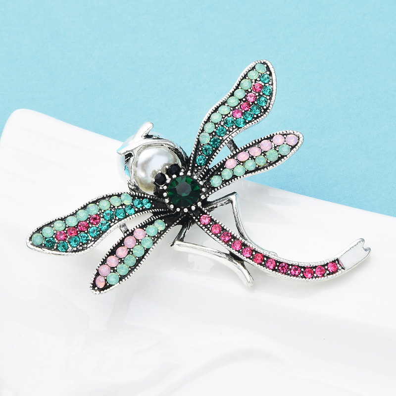 Broche Libellule Multicolore avec Strass