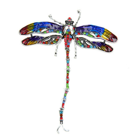 Magnifique Broche Libellule Colorée Émaillée Couleur Bleu