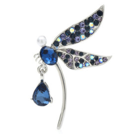 Broche Libellule Perle Éclatante couleur bleu