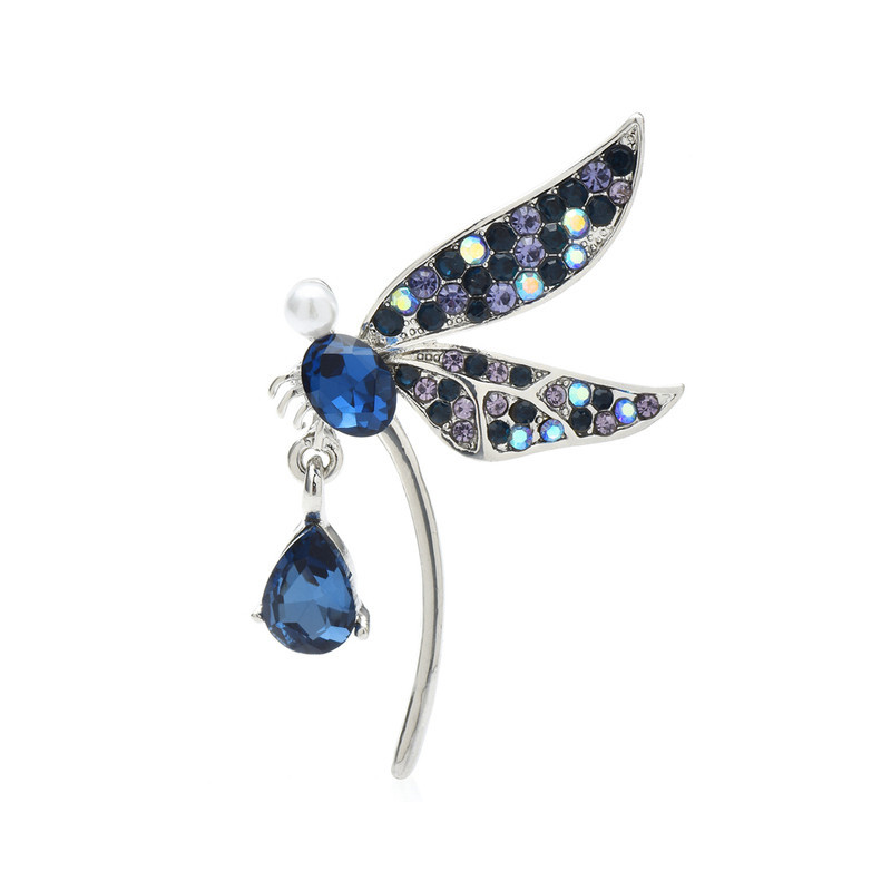 Broche Libellule Perle Éclatante couleur bleu
