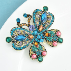 Broche Papillon Artistique Strass Multicolore