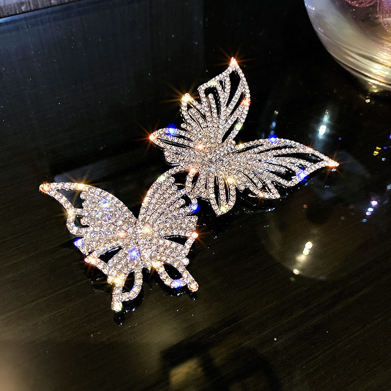 Doppel-Schmetterling Brosche mit Strass | Geschenk für Frauen