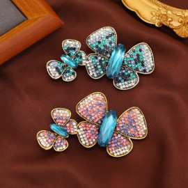 Grande Broche Doubles Papillons Cristal et Strass