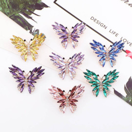 Broche Papillon en Cristaux Effilochés et Strass