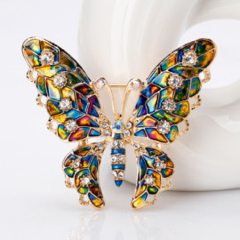 Broche Papillon Coloré aux ailes déployées