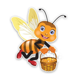 Grand Autocollant Abeille avec panier de Propolis en PVC
