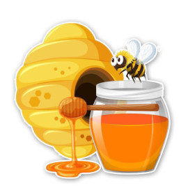 Autocollant Abeille Ruche et Pot de Miel