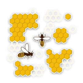 Grand Autocollant Abeille et Alvéoles Ruche