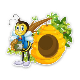 Autocollant Abeille et Ruche de Miel