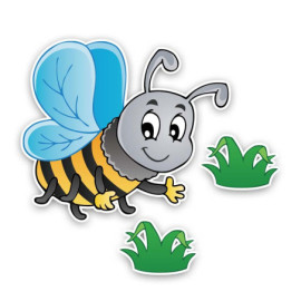 Autocollant Abeille volant dans l'herbe en PVC de 14.1CM x 12.9CM