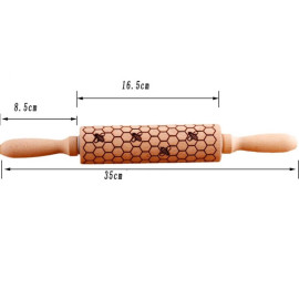 Dimentions Rouleau à pâtisserie en bois gaufré nid d'abeille