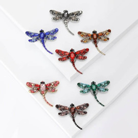 Petite Broche Libellule Ailes Strassées