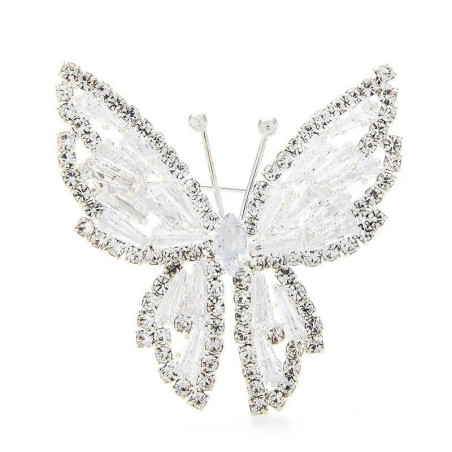 Broches Papillon en Zircon Cubique Couleur Argent