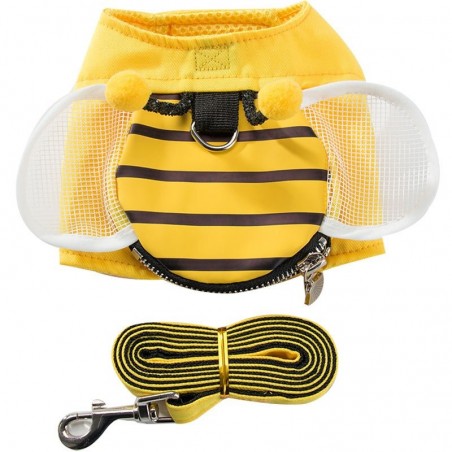 Gilet abeille harnais avec laisse pour chien détails