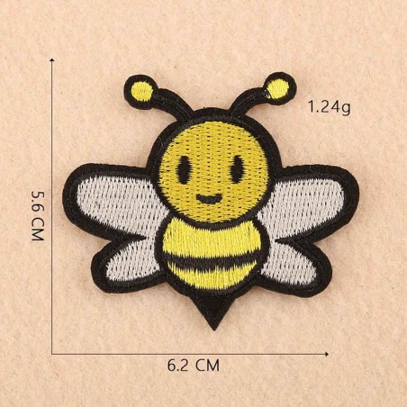 écusson patch brodé en forme d'abeille taille