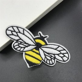 Grand patch abeille en tissu brodé