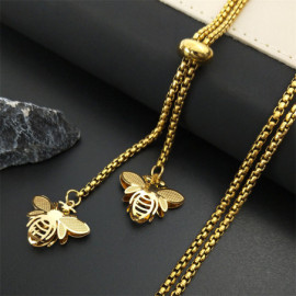 Long Collier Abeilles Couleur Or