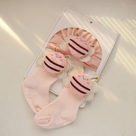 Ensemble bébé Abeille chaussettes antidérapantes et bonnet d'abeille pour bébé - couleur Rose