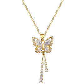 Magnifique et élegant Gold Plated Butterfly Necklace