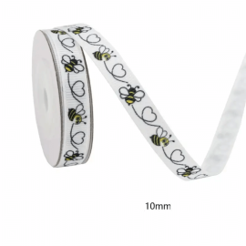 Ruban gros-grain imprimé abeille - 10 mm