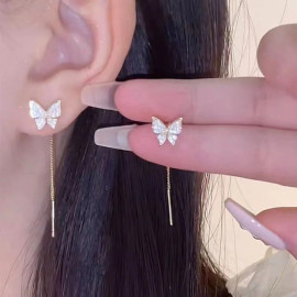 Boucles d'oreilles papillon petit papillon ailes strass et pendant délicats