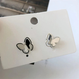 Boucles d'oreilles papillon noir et argent