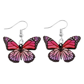 Boucles d'oreilles papillon aux tons rose parme et violet