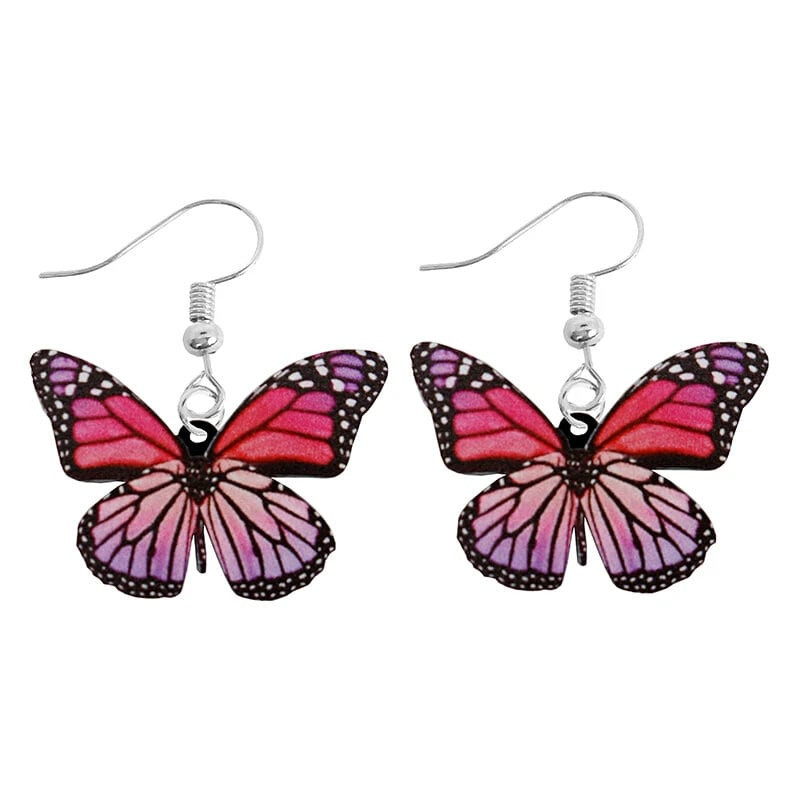 Boucles d'oreilles papillon aux tons rose parme et violet