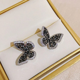 Boucles d'oreilles papillon noir et argent