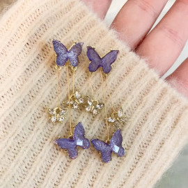 Schmetterlings-Ohrringe Lila & Gold - Kaskaden-Eleganz 🦋
