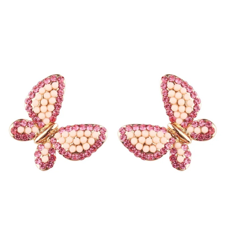 Petites boucles d'oreilles papillons scintillants - couleur rose