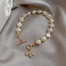 Bracelet en perle naturelleavec abeille Zircon