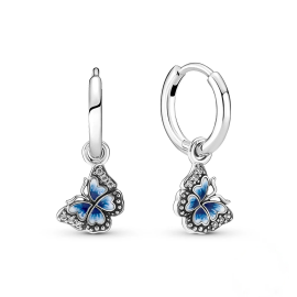 Boucles d'oreilles papillon avec petits papillons bleus en Argent Sterling 925