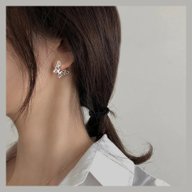 Boucles d'oreilles papillon papillon géométrique en argent