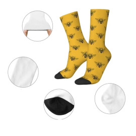 détails complets Chaussettes Abeilles Reine en Coton - Design Royal et Amusant