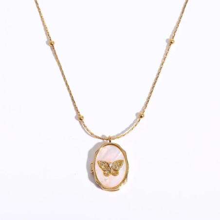 Goldene Schmetterling Medaillon-Halskette | Eleganz & Stil