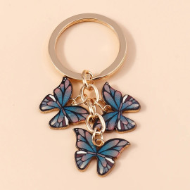 Porte-clés papillon en émail multicolore
