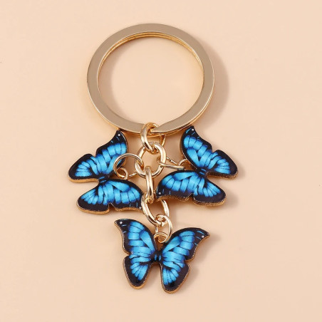 Porte-clés papillon en émail - couleur bleu