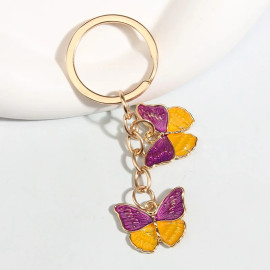 Porte-clés papillon bicolore - couleur jaune