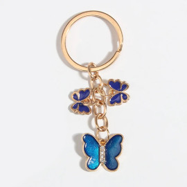 Porte-clés papillon en émail brillant - couleur bleu