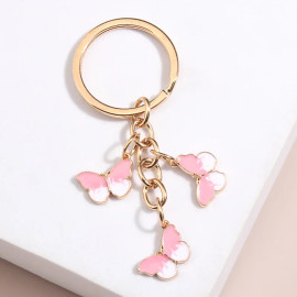 Porte-clés papillon rose et blanc