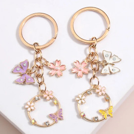 Porte-clés Fleur de Sakura et papillon