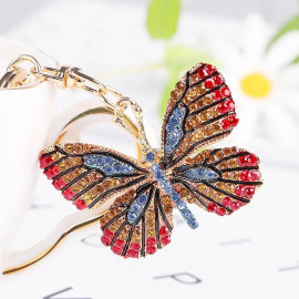 Porte-clés papillon en cristal multicolore - modèle 1