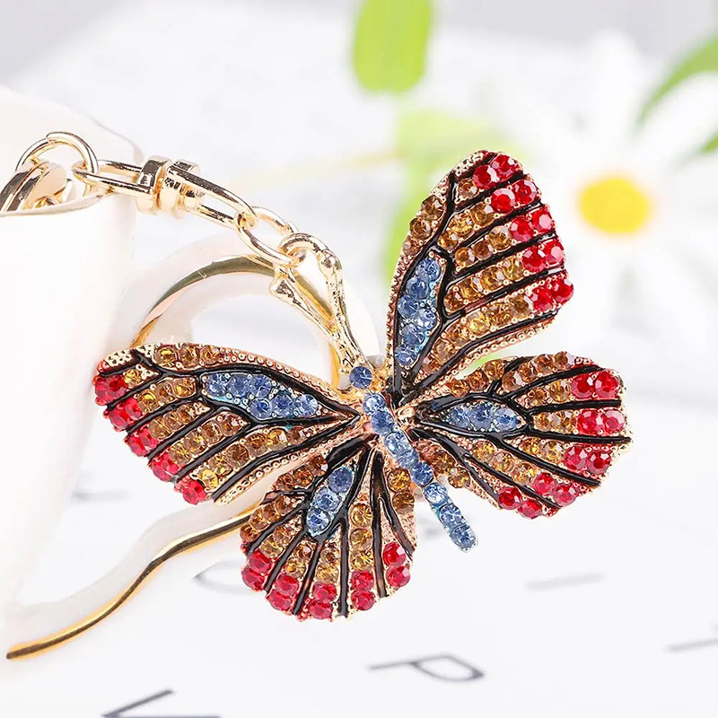 Porte-clés papillon en cristal multicolore - modèle 1