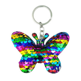 Porte-clés papillon à paillette colorées - couleur multicolore